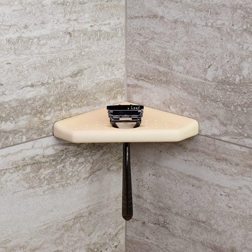 5" Questech Corner Shower Footrest, Lugged for New Construction, Shaving Shelf for Inside Shower, Bathroom Storage