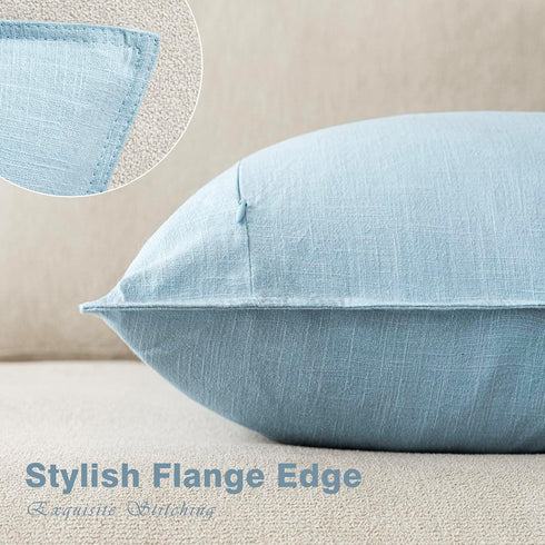 Pack 2, 24 24 Inch Foindtower of Decorative Linen Soild Throw Pillow Covers Soft Accent Euro Cushion Case Farmhouse