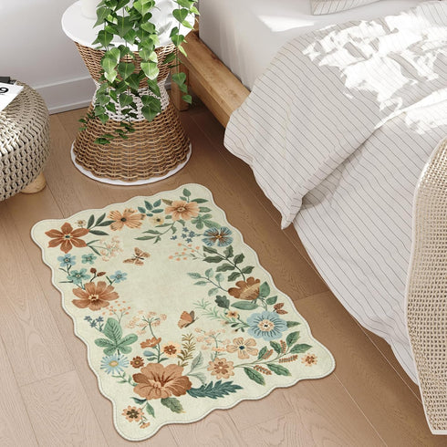 Lahome Floral Small Rug, 2X3 Kitchen Non Slip Washable Rug, Ultra-Thin Soft Rug for Indoor Entrance, Stain Resistant