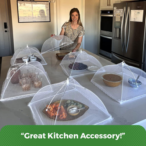 Simply Genius 6 Pack Mesh Food Cover Set, 2 Jumbo (100cm x 60cm) & 4 Large (17”x17”) Pop-Up Food Tents for Outdoors,