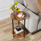 Small Round Side Table, Brown Round End Table with Storage, 2-Tier Modern