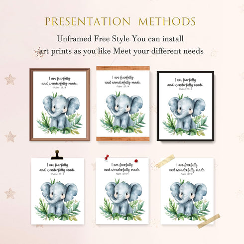 LARTSFRO 10x8 Inch Set 4 Woodland Nursery Animals Bible Verse Decor Wall Art Prints Poster, Cute Baby Forest Nursery