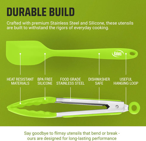 Kaluns Kitchen Tongs Set, Non Stick Silicone Tip Stainless Steel Tongs, Includes 7, 9, and 12 Inch Sizes