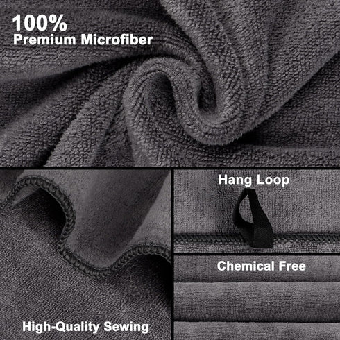 Pack 4 Sets, (27 54) Orighty Bath Towel of - Soft Feel Grey Bath Towel Highly Absorbent Microfiber Towels for Body