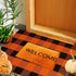 SEEKSEE Cotton Buffalo Plaid Rug 27.5"x43", Orange and Black Checked, Washable Doormat for Indoor/Outdoor