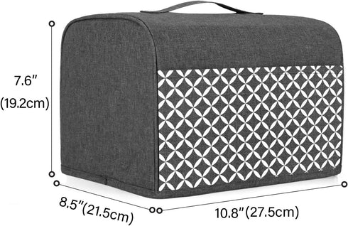 Yarwo Gray with Grid 2 Slice Toaster Cover, Nylon, Fits Most Standard 2 Slice Toasters, Pockets & Top Handle