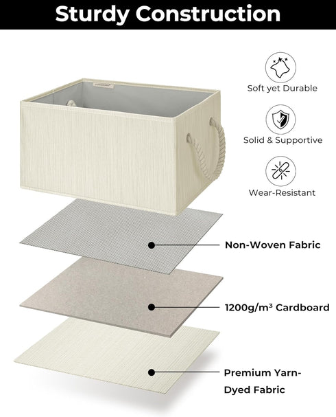 StorageWorks Large Storage Baskets for Organizing, Foldable Fabric Storage Bins with Handles, 3-Pack