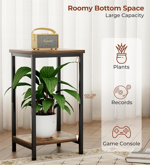 2-Tier KEETDY Small Side Table for Small Space End Tables for Living Room, Storage Shelf Night Stand, Sofa Bedroom