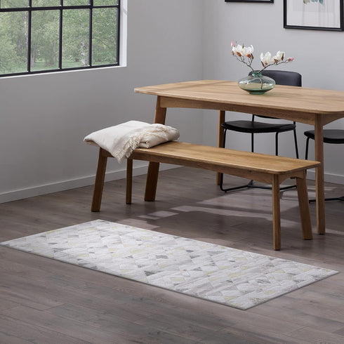 Edenbrook Area Rugs for Living Room, Cream and Gray Abstract Triangle Low Pile Rug, 2.5x6 for High Traffic Areas
