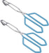 MSY BIGSUNNY Heavy Duty Stainless Steel Scissor Tongs: 2 Pack, Soft Handles, 11" (Blue)