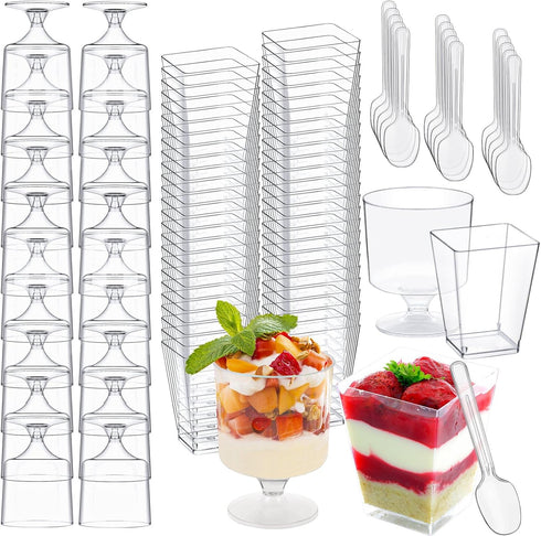wtarabur 320-Pack Dessert Cups with Spoons 5 oz Mini Plastic Dessert Cups for