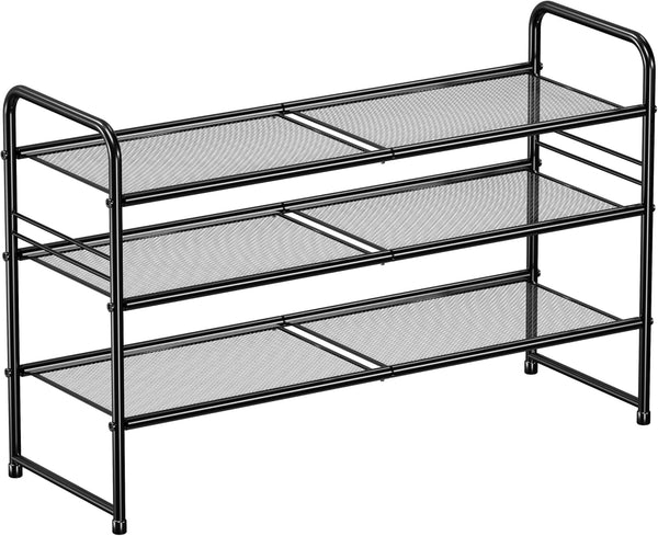 SUFAUY 3-Tier Mesh Shoe Rack, Closet Metal 33" Wide Shoe Shelf Heavy