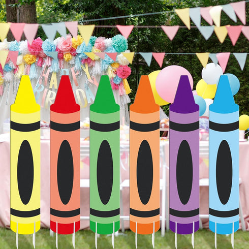 Memorywuu 6 31.5 Inch Pcs Kindergarten Graduation Decorations Crayon Yard Signs Large Preschool Graduation Outdoor
