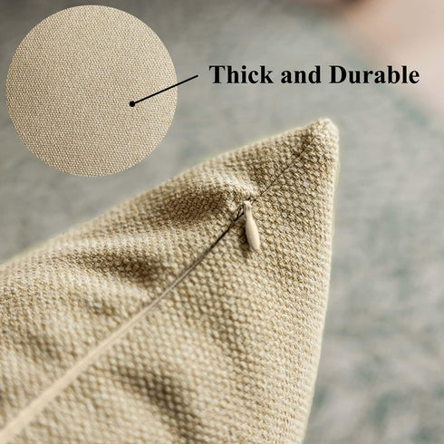 24x24 Set 2 60x60 cm, Home Brilliant Pillow Covers of Cotton Linen Cream Beige Euro Sham Covers Accent Pillows Covers