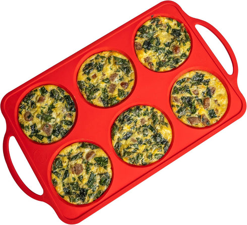 Silicone Muffin Top Pans for Baking - 4 Inch Jumbo Size Egg Baking Pan - RED Whoopie Pie Baking Pans