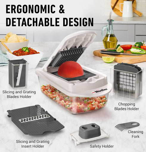 Mueller Pro-Series 10-in-1 Vegetable Chopper, 8 Blade Cutter, Dicer, Egg Slicer, Home Kitchen Gadgets