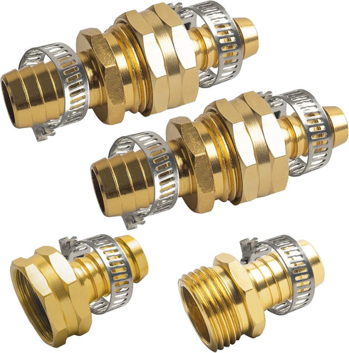 Xiny Tool Hose Repair Connectors with Claps, 5/8" Aluminum Garden Hose Repair Kit, Female and Male Hose Connectors & Fitting with Stainless Steel Clamp, 3 pack by Xiny Tool