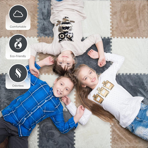 16 Foam Puzzle Floor Mat - Large Piece Interlocking Carpet Tiles, Thick Padded Squares for Baby Play Mats & Flooring
