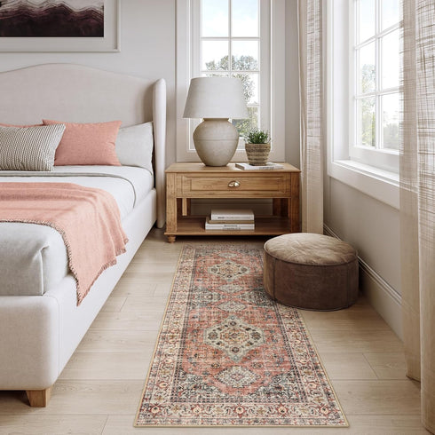 Lahome 2x5 Oriental Hallway Runner Rug, Washable Non Slip Kitchen Rug with Rubber Backing for Hallways