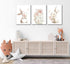 Grengel Pink Girl Nursery Bunny Canvas Wall Art Cute Rabbit Wildflowers Painting Pictures Wall Decor Botanical