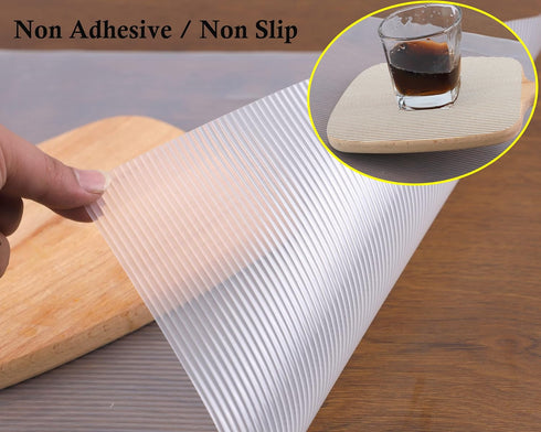Non Adhesive Shelf Liners for Kitchen Cabinets, Waterproof 15 Inch Wide X 20 Ft, Non Slip Pantry Liner Mat