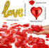 Valentines Day Red Wedding Decorations - Heart Shaped Love Foil Balloons, Silk Rose Petals, Romantic Design for