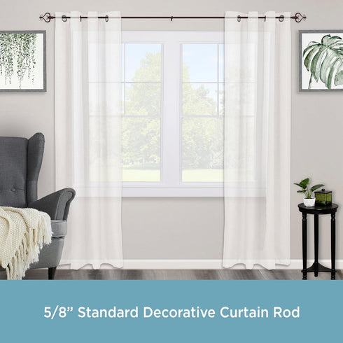 Kenney KN65407 Serena Large Decorative Window Curtain Rod, 48-84" Adjustable Length, Chocolate Finish, 5/8" Diameter