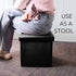 LotFancy Foldable Storage Ottoman, Small Leather Bench with Storage, 13x12x12 Inches, Holds up to 260 lb, Black