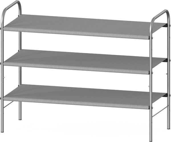 Simple Houseware 3-Tier Shoe Rack Storage Organizer, Grey Space-Saving Shoe Shelf, Holds