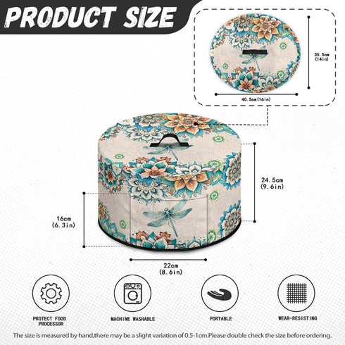Mandala Dragonfly Slow Cooker Cover Compatible with 6-8 Quart Crock Pot, Washable Dustproof Appliance Cover