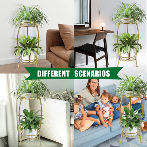 MOCORY 2 27" Plant Stand Indoor Outdoor Tier Tall Metal Potted Holder Rack Flower Pot Stand Heavy Duty Plant Shelf