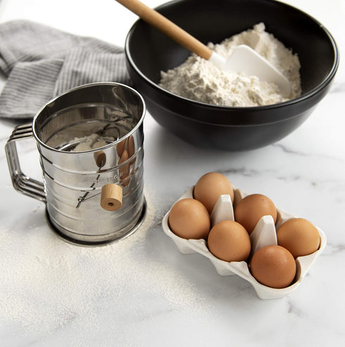 Nordic Ware 3-Cup Stainless Steel Flour Sifter, Rotary Design Baking Accessory for Sifting Dry Ingredients & Powdered