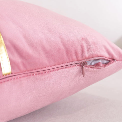 TAOSON Covers,Pack 2 18 18 Inch Velvet Throw Pillow of Soft Decorative Cushion Covers Cases Pink White Patchwork