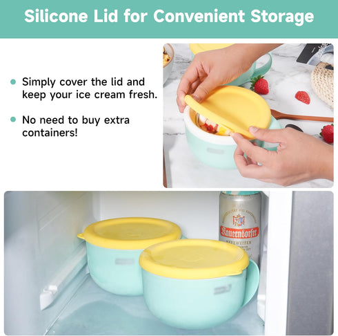 2PCs Silicone Lids for Dash My Mug Ice Cream Maker, Silicone Bowl Covers for Dash Ice Cream Maker Mug, Food Storage