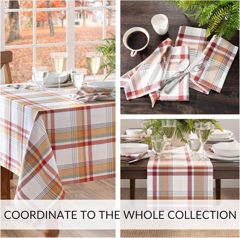 13"x70" Elrene Home Fashions Seneca Plaid Harvest Fall/Thanksgiving Cotton Console Centerpiece/Table Runner
