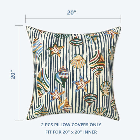 Set 2 20x20 LVTXIII of Patio Throw Pillows Covers Waterproof Fade Resistant Outdoor Throw Pillow Case, Fluffy