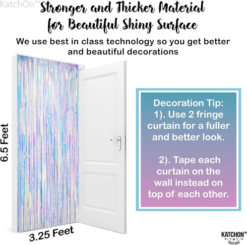 KatchOn Neon Iridescent Streamers, Pack of 2, Iridescent Party Decorations for Mermaid Birthday & Bachelorette Parties
