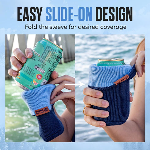 Bottle Cap 2-in-1 Cozy 12 oz, 16oz+ Can and Bottle Sleeve - Insulated Fits Cans, Bottles & Coffee Cups. Keeps Drinks