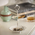 Stonebriar Small 2 Tier Worn White Metal Tray, Rustic Farmhouse Decor, Tiered Jewelry Tray for Vanity or Bathroom, 9.25"