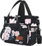 Femuar Lunch Bags for Women/Men: Insulated Lunch Cooler Bag with Adjustable Shoulder Strap - Pink Flower