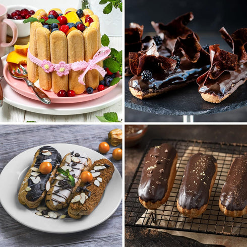 2 PCS Finger Biscuit Silicone Mould, 8 Cavities Non-stick Chocolate Bar Mold for Candy, Eclair, Muffin