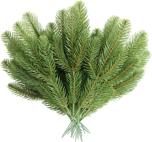30pcs Artificial Pine Branches Green Plants for DIY Garland Wreath Christmas Home Garden Decor