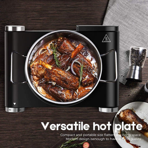 Cusimax Electric Hot Plate Burner, Single Burner Cast Iron Portable 1500W with Adjustable Temperature Control