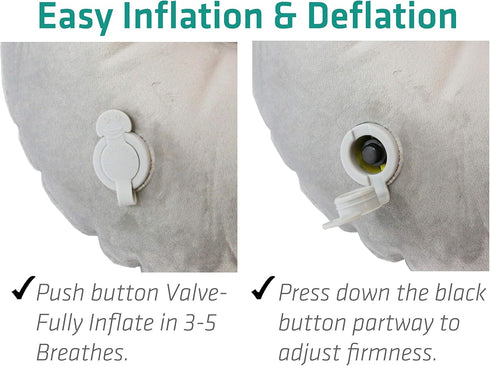TREKOLOGY Inflatable Neck Pillow for Travel, Ergonomic Design for Comfort and Support