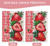 Welcome Spring Summer Strawberry Decorative House Flag, 28 x 40; Red Fruit Plaid Check Farmhouse Garden Yard Outside