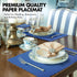 Fit Meal Prep 100 Pack Disposable Paper Placemats, 14 x 10 Inch Blue with Wavy Scalloped Edge for Restaurant Catering