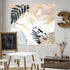 KOMLLEX Boho Abstract Tapestry 59Wx51H Mid Century Geometric Minimalist Wall Hanging Pink Blue Gold Leaves Decor