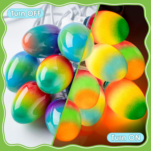 1 Pack 10.5FT Enhon Easter Egg String Lights, Multi-Color Pastel LED Egg Lights, End-to-End Connectable String Light