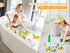 3-Ft Cushore Bathtub Splash Guard PlayPad with Strong Suction Cups, Toy Tray Caddy Holder Storage, No-Leak, Mess-Free
