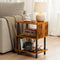 Frylr Small Side Table, End Table and Nightstand with 3-Tier Wood Shelves,